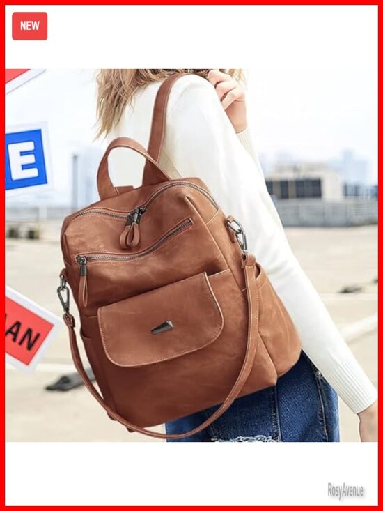 Faux Leather Small Backpack Purse for Women Ladies Waterproof Handbag main image 6